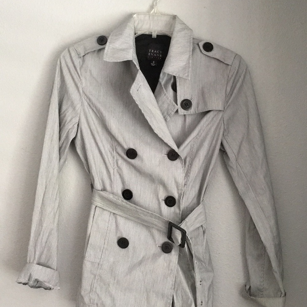 Grey and white Trench Coat